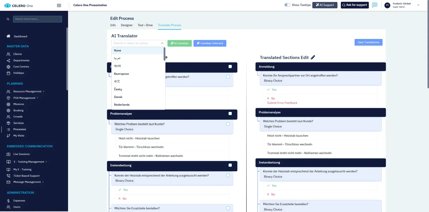Celero Cloud GmbH – Desktopansicht der Software