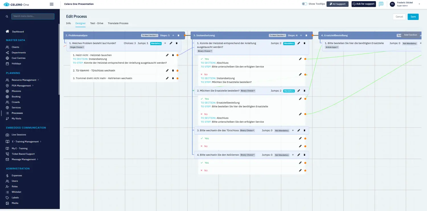 Celero Cloud GmbH – Desktopansicht der Software für Prozessmanager