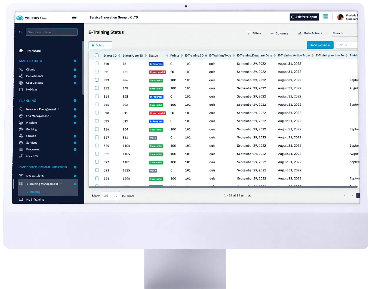 Celero Cloud GmbH – Desktopansicht der Software auf dem Laptop
